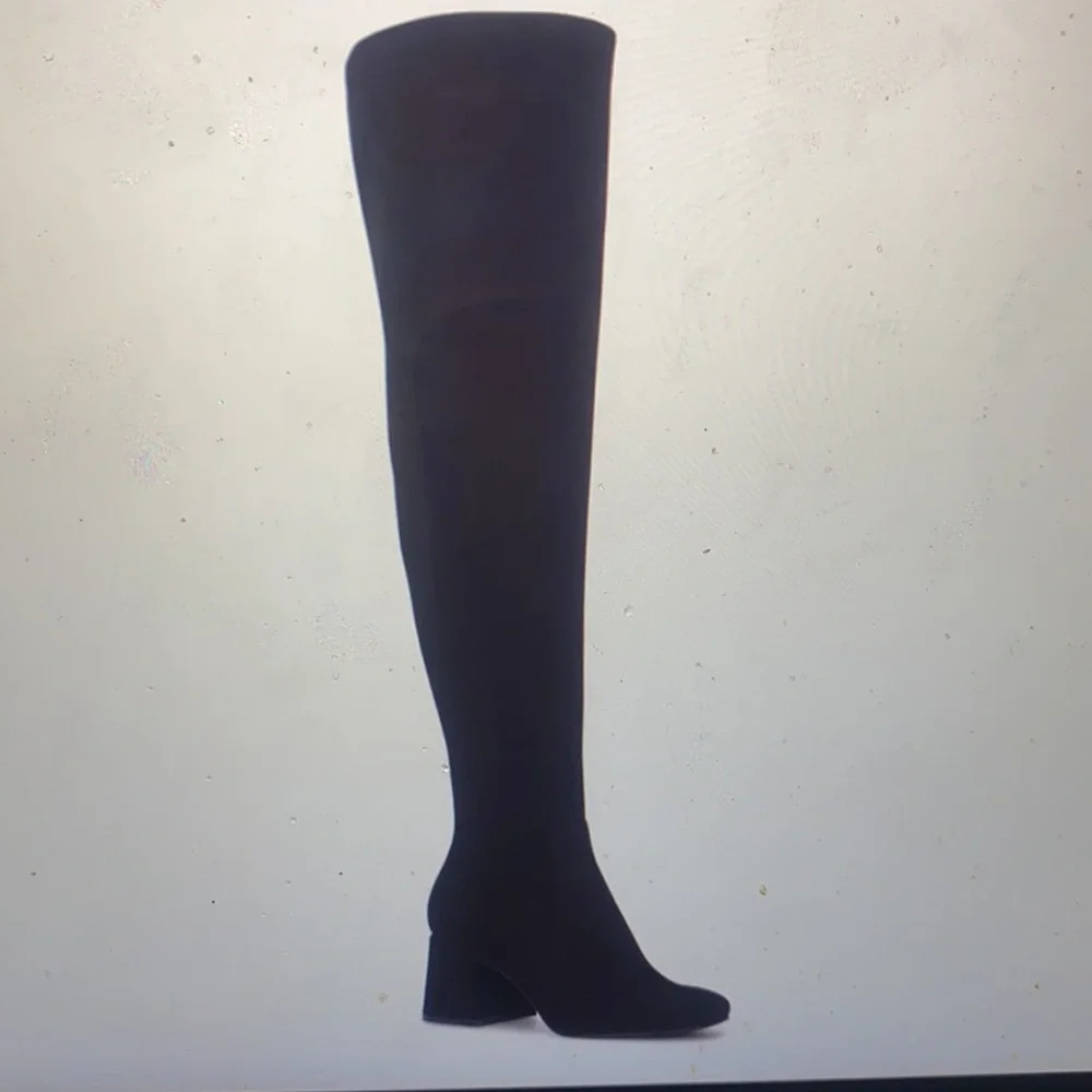 Nine West Blocky 02 black suede thigh high over the knee boots 8.5